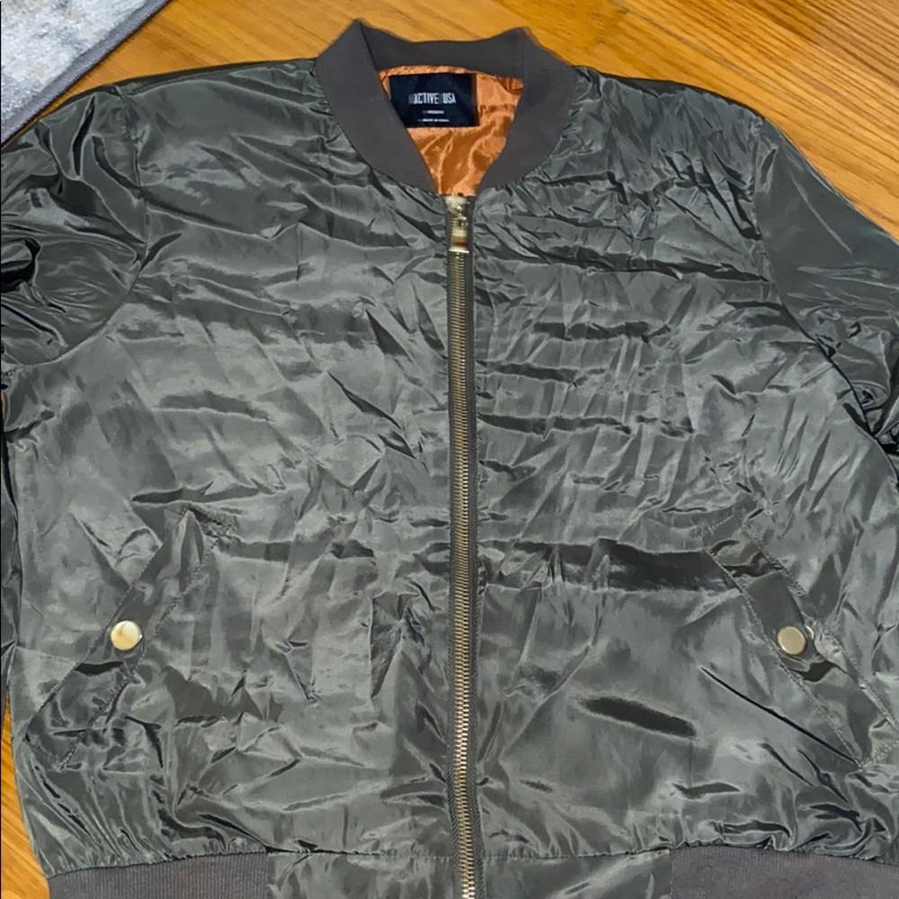 Olive green bomber jacket